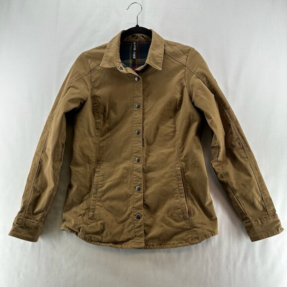 KUHL Jacket Womens Sz XS Generator Canvas Flannel Plaid Lined Snap Khaki Green - Picture 1 of 14
